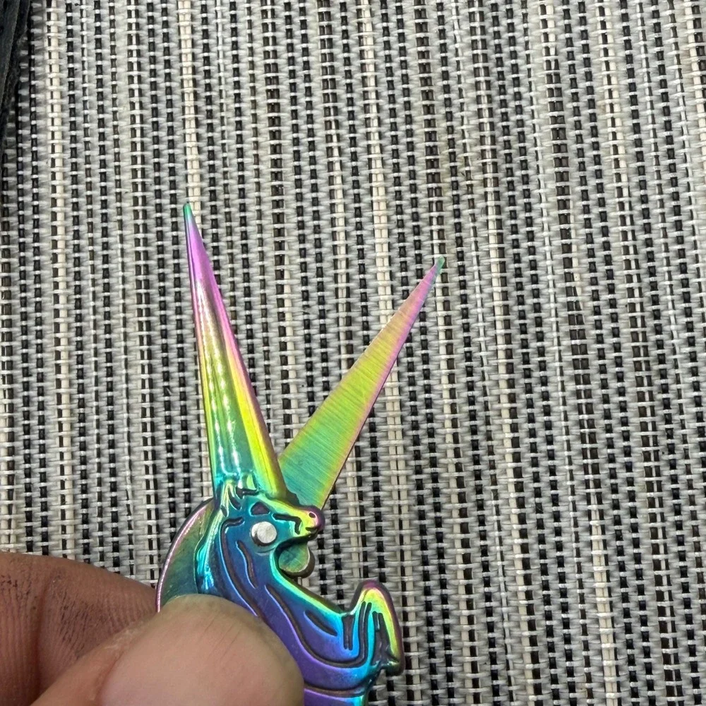 Unicorn Embroidery Scissors Rainbow Titanium Stainless Steel Sewing Snips 4.5 in